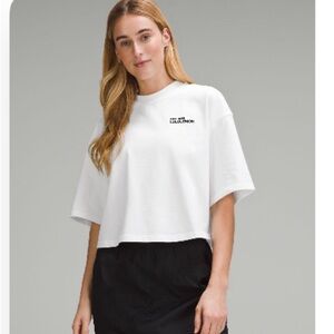 Brushed heavyweight cotton cropped crew T-shirt